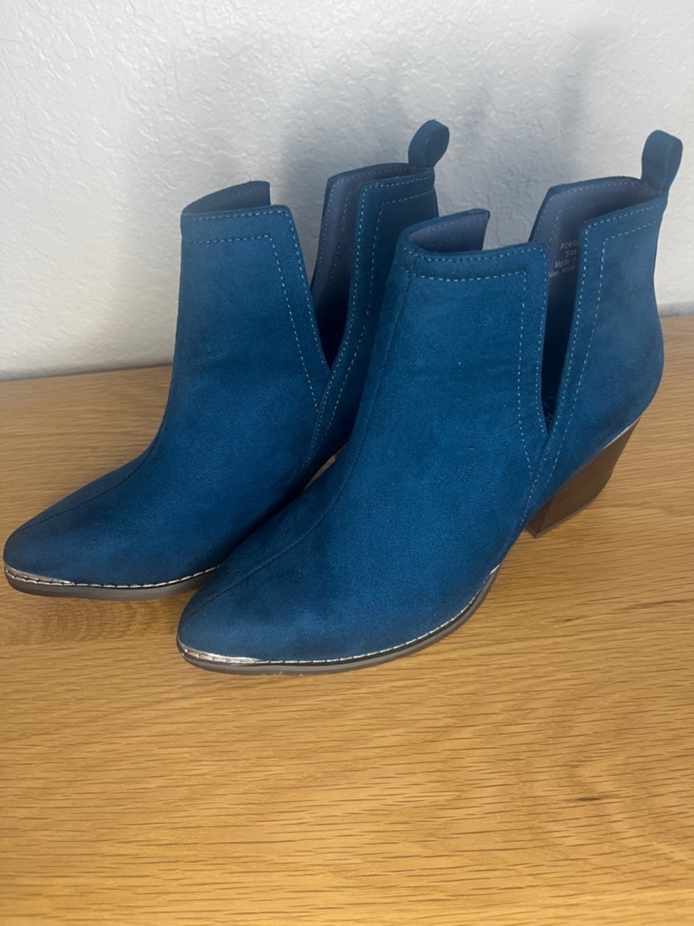 Journee Collection Navy Suede Cut-Out Ankle Booties - Picture 2 of 4